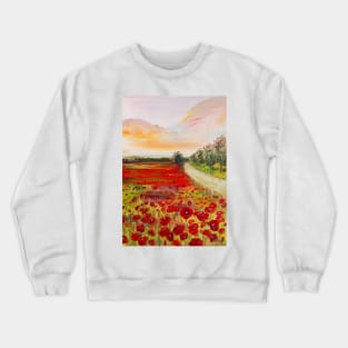 Poppy Field By The Road Crewneck Sweatshirt